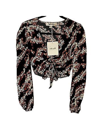 Diane von Furstenberg Zoie Crop Top Long Sleeve Blouse (view 2)