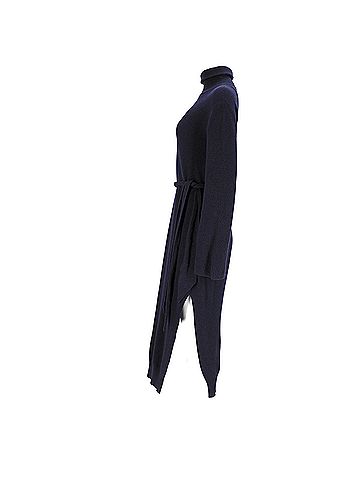 Nanushka Nanushka Canaan Ribbed-Knit Midi Dress in Navy Wool (view 2)