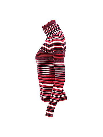 Chanel  Chanel CC-Embellished Striped Turtleneck Sweater in Red Wool (view 2)
