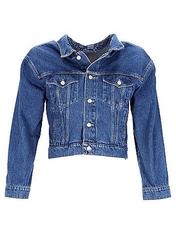 Balenciaga  Balenciaga Buttoned Cropped Jacket in Blue Cotton Denim (view 1)