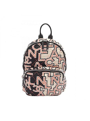 Chanel CHANEL Matelasse Neon Backpack, Canvas, Women's, Black, Ivory, Pink (view 1)
