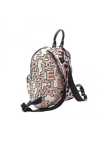Chanel CHANEL Matelasse Neon Backpack, Canvas, Women's, Black, Ivory, Pink (view 2)