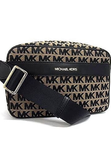 Michael Kors MICHAEL KORS Michael Kors Shoulder Bag MK Pattern Black Beige Canvas Leather Men's Women's (view 1)