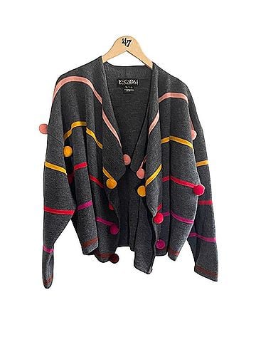 Escada Vintage Escada 1980's Sweater with Colorful Pom Poms Margaretha Ley Cardigan (view 1)