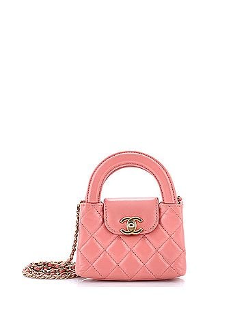 Chanel Kelly Top Handle Shopping Bag Quilted Shiny Aged Calfskin Nano (view 1)