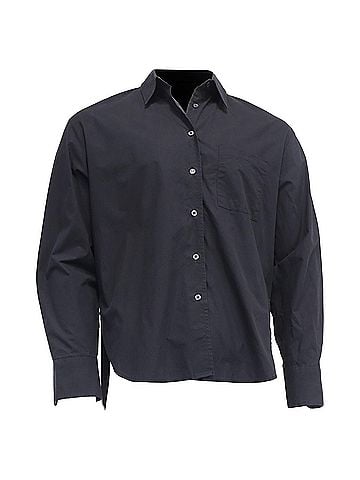 The Frankie Shop  The Frankie Shop Long Back Shirt in Black Cotton (view 1)