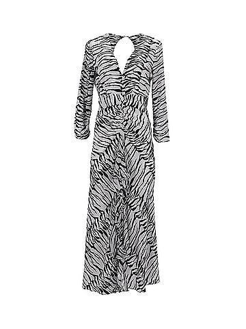 Rixo London Rixo Rose Open Back Ruffled Maxi Dress in Animal Print Silk  (view 1)