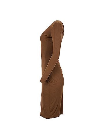Ralph Lauren Ralph Lauren Collection Long Sleeve Dress in Brown Cotton (view 2)