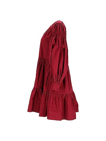 Ulla Johnson Ulla Johnson Rosa Tiered Poplin Mini Dress in Red Cotton (view 2)