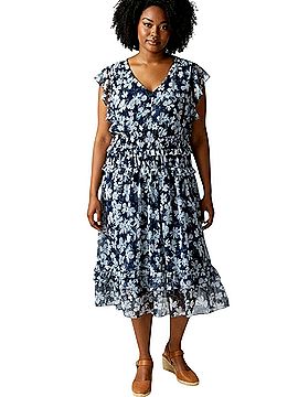Lane Bryant Gathered Midi Dress Casual Dress (view 1)