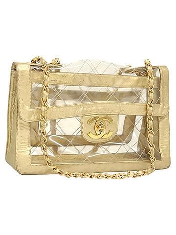 Chanel Classic Single Flap Bag Quilted Applique Vinyl Clear Vinyl Bag (view 1)