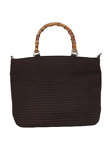Gucci Vintage Bamboo Handle Tote Nylon Brown Synthetic Bag (view 1)
