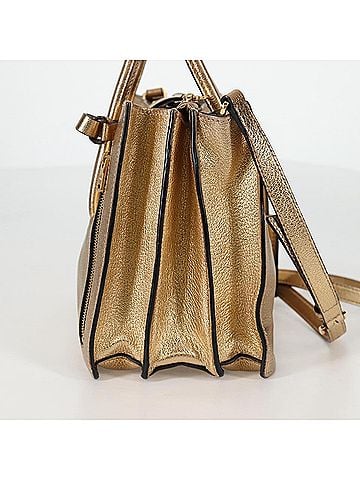 Miu Miu Madras Convertible Compartment Tote Leather Gold Leather Bag (view 2)