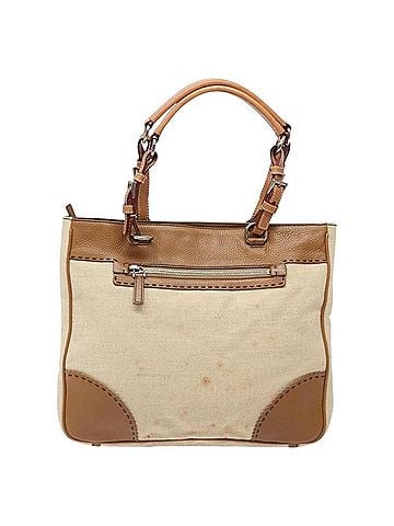 Prada Vintage Convertible Tote Canvas And Leather Beige Canvas Tote Bag Bag (view 1)