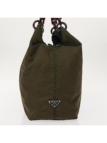 Prada Resin Handle Tote Tessuto Khaki Nylon Tote Bag Bag (view 2)