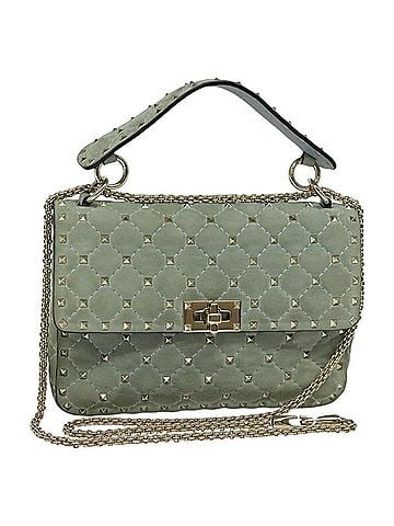 Valentino Garavani Rockstud Spike Flap Bag Quilted Suede Blue Suede Shoulder Bag Bag (view 1)