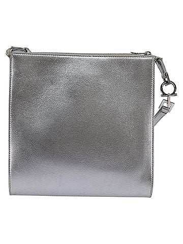 Salvatore Ferragamo Gancini Shoulder Bag Leather Silver Leather Shoulder Bag Bag (view 1)
