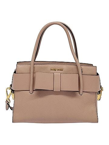 Miu Miu Madras Fiocco Bow Tote Leather Pink Leather Bag (view 1)