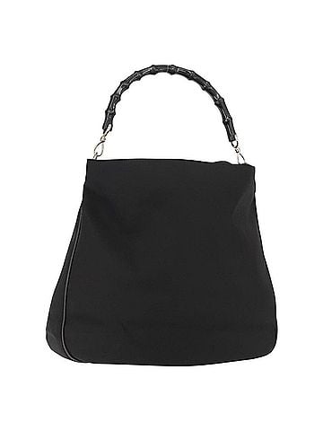 Gucci Vintage Bamboo Handle Open Hobo Nylon Black Nylon Tote Bag Bag (view 1)