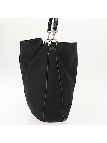 Gucci Vintage Bamboo Handle Open Hobo Nylon Black Nylon Tote Bag Bag (view 2)