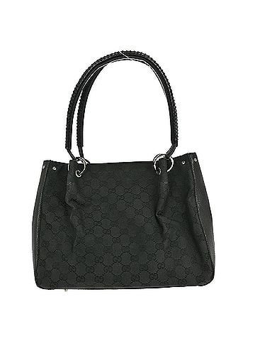 Gucci Vintage Tote Leather Black Canvas Tote Bag Bag (view 1)