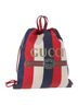 Gucci 100% Canvas Solid Blue Logo Drawstring Backpack Striped Canvas Blue Canvas Backpack Bag One size - photo 1