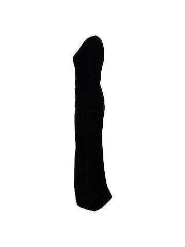 Alessandra Rich  Alessandra Rich Maxi Deep V-Neck Embellished Gown with Slit in Black Velvet (view 2)