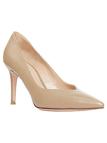 Gianvito Rossi GIANVITO ROSSI dark beige leather V vamp point toe pumps EU37.5 (view 2)