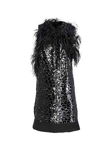 HUGO BOSS Boss Sequined Sleeveless Dress in Black Viscose (view 1)