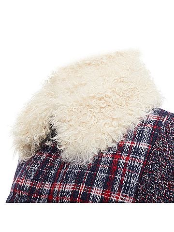 Moncler Moncler Grenoble Runway Soleil tweed fur collar down puffer (view 2)
