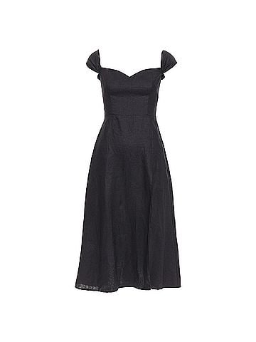 Reformation Reformation Bridgton linen cap sleeves sweetheart midi dress (view 1)