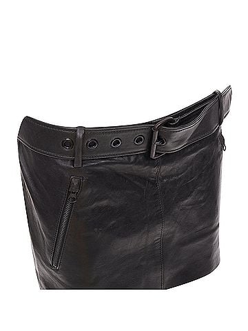 Acne Acne Studios Mimi tumbled lamb leather biker asymmetric skirt (view 2)