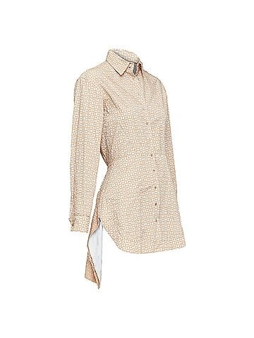 Alaïa Alaia laser cut overlay cotton peplum shirt dress (view 1)