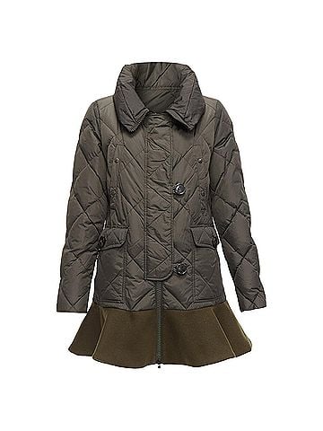 Moncler Moncler Norme Afnor quilted virgin wool blend frill hem coat (view 1)