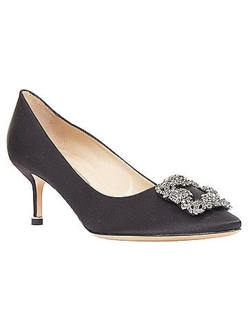 Manolo Blahnik Manolo Blahnik Hangisi satin crystal brooch buckle heeled pumps (view 1)