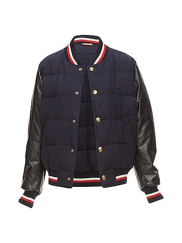 Moncler Moncler Gamme Bleu wool leather sleeves goose down bomber jacket (view 1)