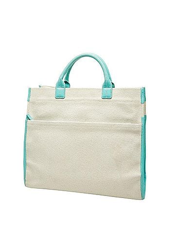 Tiffany Tiffany & Co. 2-way handbag/shoulder bag in white and Blue canvas leather. Women's. TIFFANY (view 2)