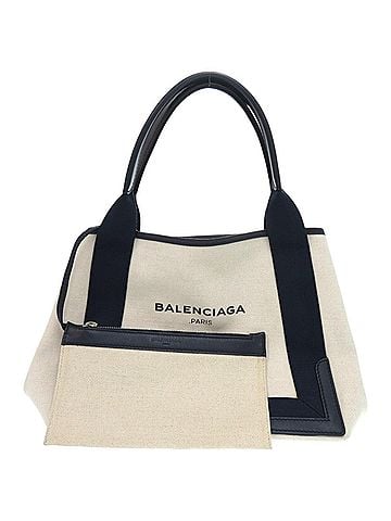 Balenciaga Balenciaga Navy Cabas S 339933 4081 C 535269 Canvas Leather Natural Handbag 0516 (view 1)