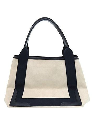 Balenciaga Balenciaga Navy Cabas S 339933 4081 C 535269 Canvas Leather Natural Handbag 0516 (view 2)