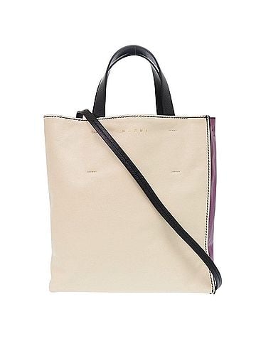 MARNI Marni 2-Way Museo Leather Tote Bag in Beige/Purple (1703) (view 1)