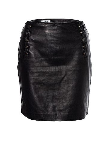 Versace Gianni Versace leather skirt with medusa pins (view 1)