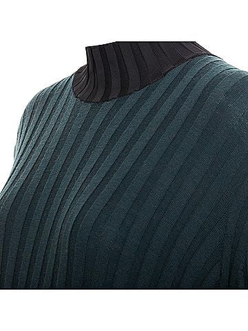 Céline Celine Phoebe Philo dark green wool mock neck ribbed knit dress (view 2)