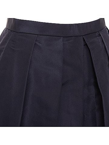 Tibi TIBI navy 100% silk satin crepe box pleated flared tea length midi skirt US0 XS (view 2)