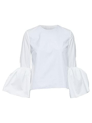 Roksanda ROKSANDA cream cotton fit flare ruffled cuff fitted crew neck shirt UK6 XS (view 1)