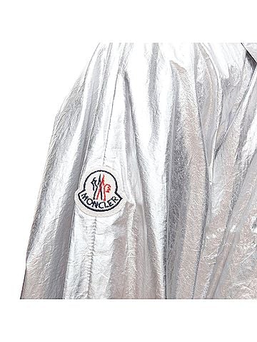 Moncler MONCLER silver coated cotton ruched waist hooded windbreaker Sz2 (view 2)