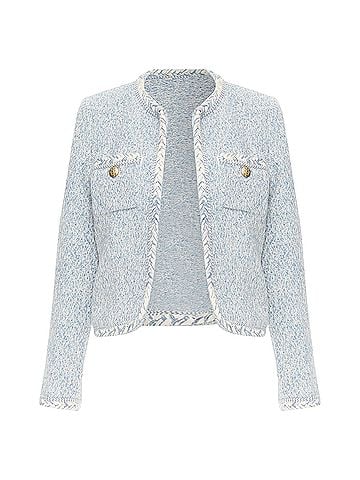 Céline Celine 2023 baby blue white wool cotton boucle tweed trim jacket S (view 1)