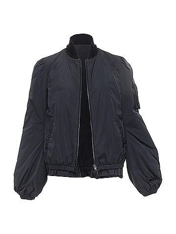Moncler MONCLER G32-003 black logo puffer mesh trim nylon bomber Sz.2 M (view 1)