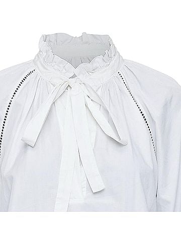 Lee Mathews LEE MATHEWS white cotton ruffle lace trim peasant blouse Sz.1 XS (view 2)