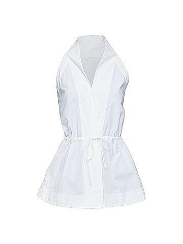 Alaïa ALAIA off white cotton drawstring tie waist halter shirt top FR36 S (view 1)