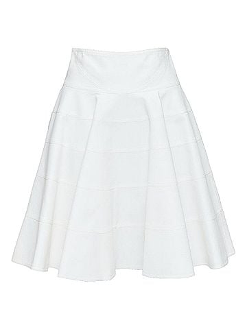 Alaïa ALAIA 10 CORSO COMO ivory cotton panelled tiered flare knee skirt FR38 M (view 2)